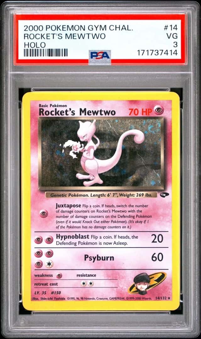 2000 Pokemon Gym Challenge Holo #14 Rocket's Mewtwo PSA 3