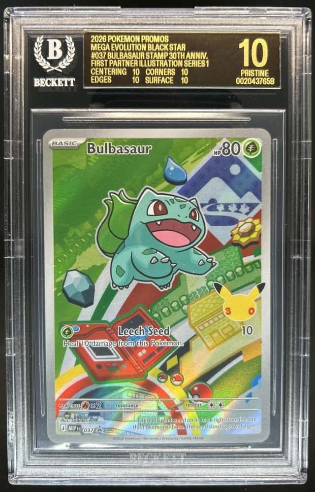 2026 Pokemon MEP Promo Bulbasaur First Partner Illustration #037 BGS 10 PRISTINE