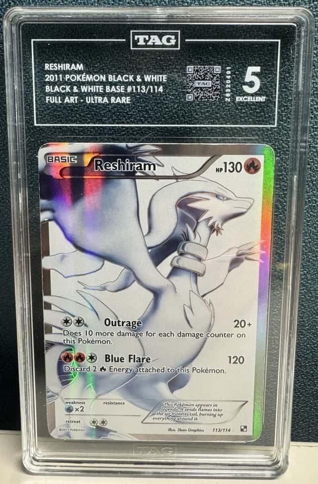 Reshiram 2011 Pokemon Black & White, Full Art Ultra Rare TAG 5