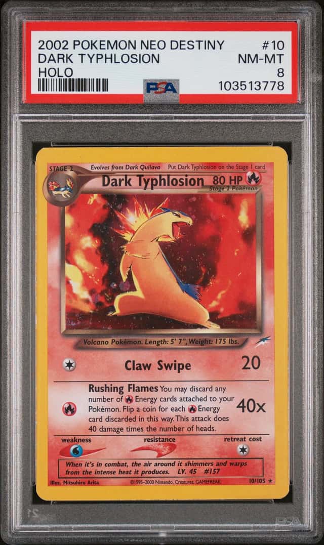 DARK TYPHLOSION 2002 POKEMON NEO DESTINY 10/105 HOLO RARE PSA 8 Q3963-6