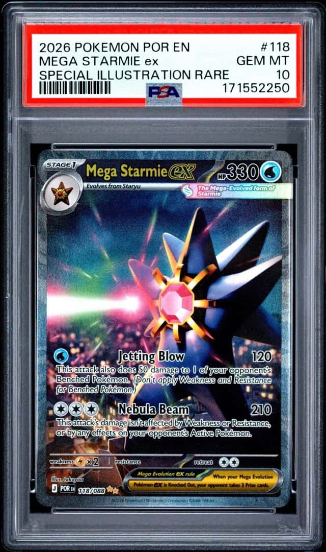 2026 POKEMON PERFECT ORDER SPECIAL ILLUSTRATION RARE #118 MEGA STARMIE EX PSA 10