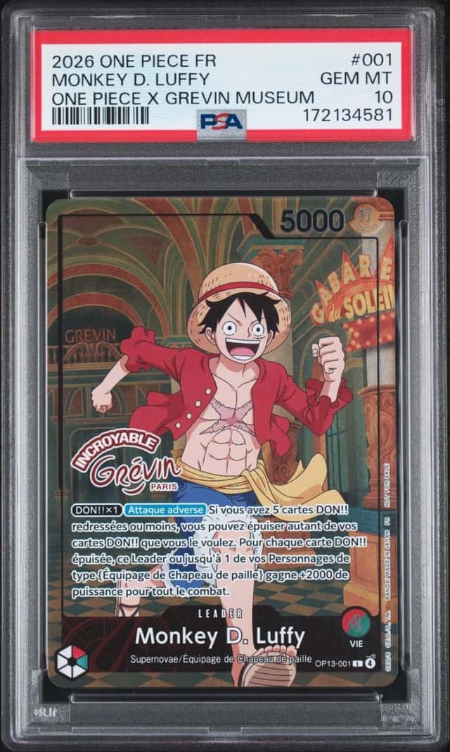 2026 ONE PIECE FRENCH PROMOS ONE PIECE X GREVIN MUSEUM MONKEY D. LUFFY PSA 10