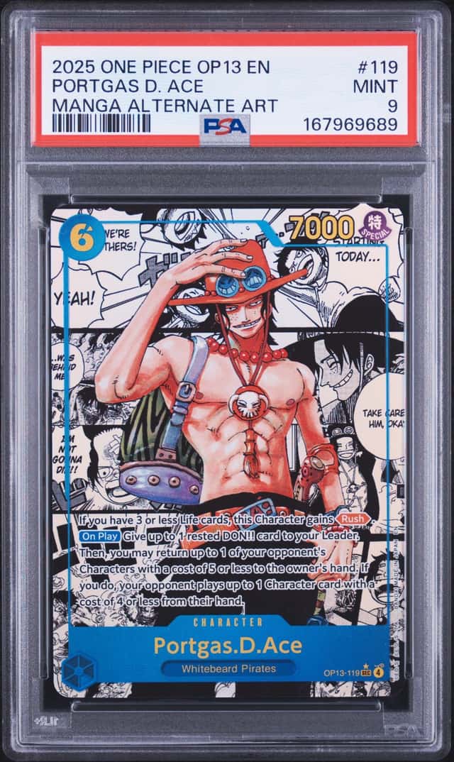 2025 ONE PIECE OP13 Portgas D. Ace Manga ALTERNATE ART PSA 9
