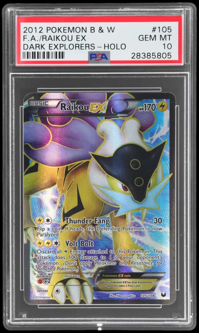 2012 Pokemon Black and White Dark Explorers Holo Raikou Ex #105