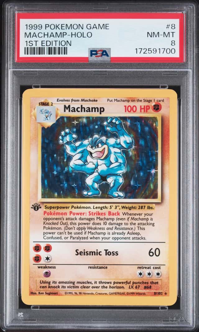 1999 Pokemon 1st Edition Holofoil #8 Machamp - PSA NM-MT 8