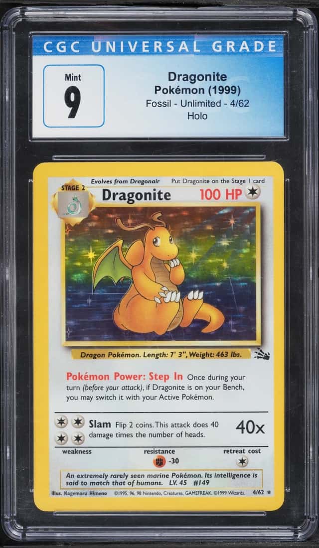 1999 Pokemon Fossil Holo Dragonite #4 CGC 9 MINT
