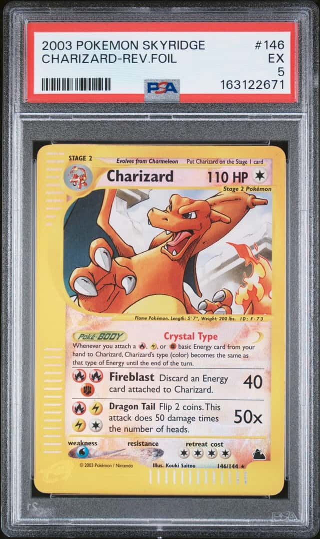 2003 POKEMON SKYRIDGE #146 CHARIZARD-REVERSE HOLO FOIL PSA 5 EX
