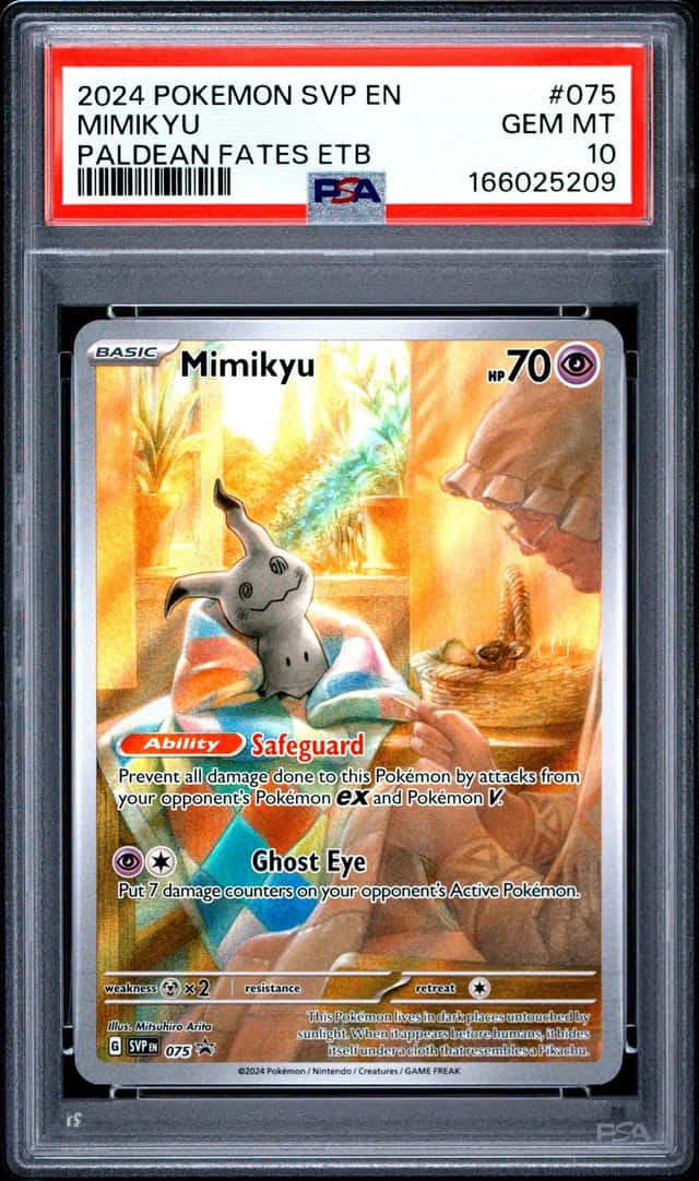 PSA 10 GEM MINT Mimikyu 075/SVP Black Star PROMO Paldean Fates ETB Pokemon 209