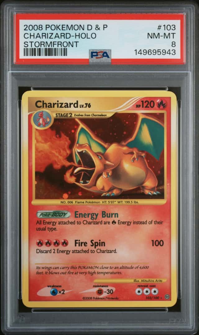  2008 POKEMON STORMFRONT CHARIZARD Secret Rare DIAMOND AND PEARL 103/100 PSA 8