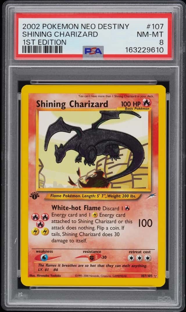 2002 POKEMON NEO DESTINY #107 SHINING CHARIZARD 1ST EDITION PSA 8