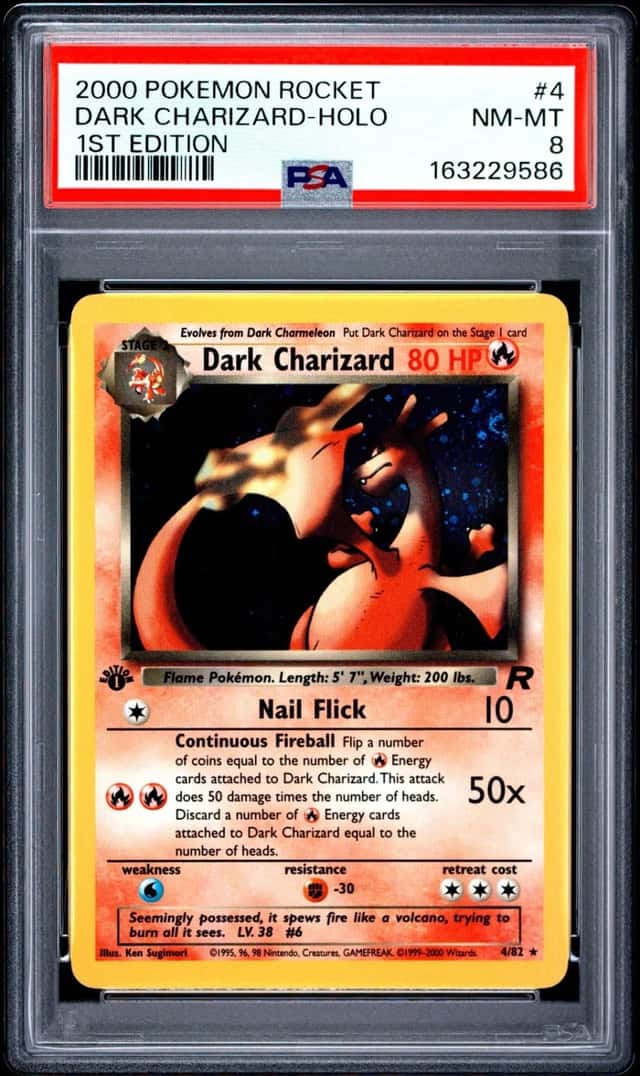 2000 POKEMON ROCKET #4 DARK CHARIZARD-HOLO 1ST EDITION PSA 8 SWIRL🌀