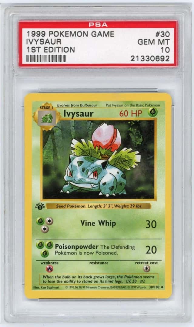 1999 POKEMON GAME BASE SET #30 IVYSAUR 1ST EDITION PSA 10