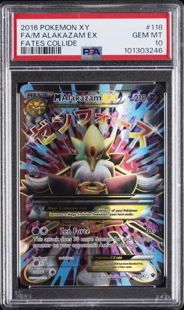 2016 POKEMON XY FATES COLLIDE #118 FULL ART/M ALAKAZAM EX PSA 10
