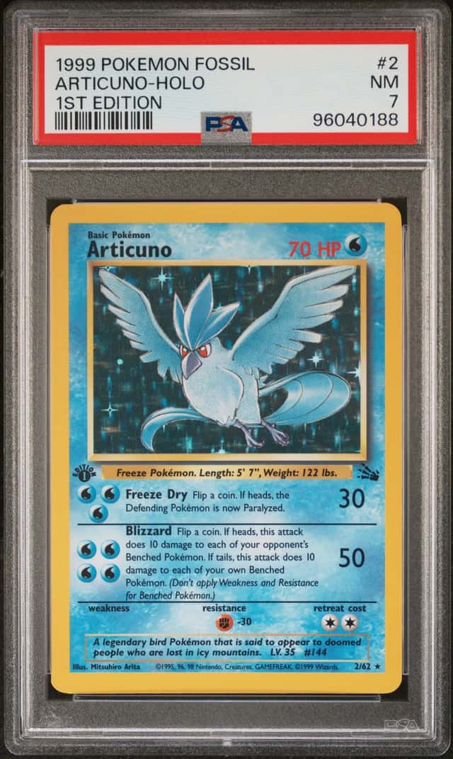 Articuno 1st Edition Holo 2/62 Fossil 1999 PSA 7 Pokemon