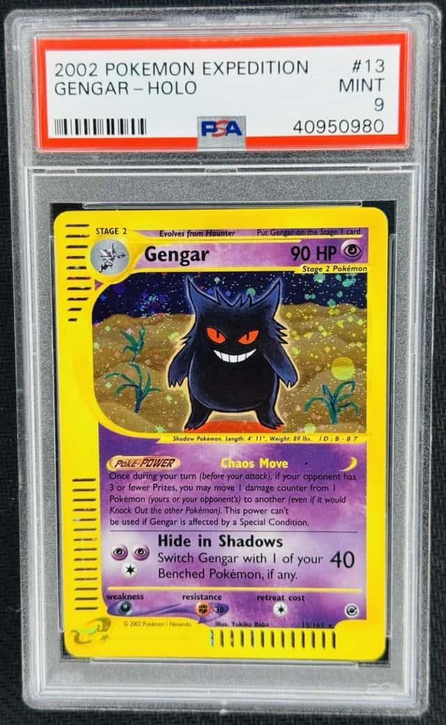 PSA 9 Gengar Expedition Holo 13/165 Rare 2002 Vintage Pokemon E Reader SWIRL 🌀
