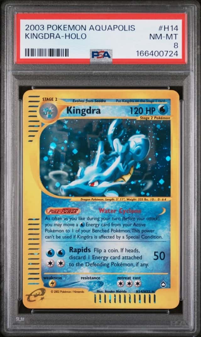 2003 POKEMON AQUAPOLIS #H14 KINGDRA-HOLO PSA 8