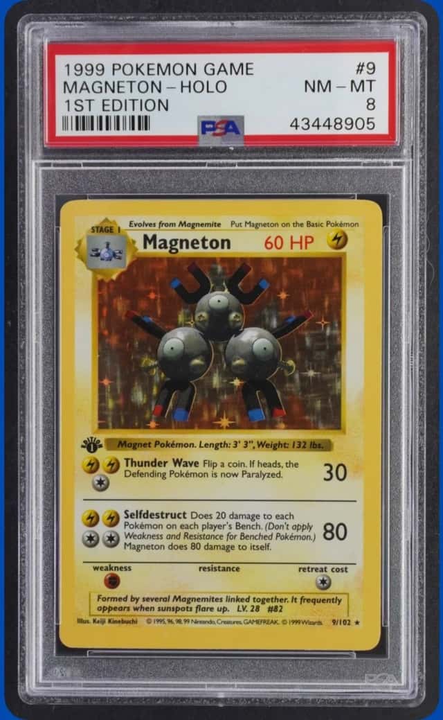 1999 POKEMON 1ST EDITION #9/102 MAGNETON HOLO PSA 8