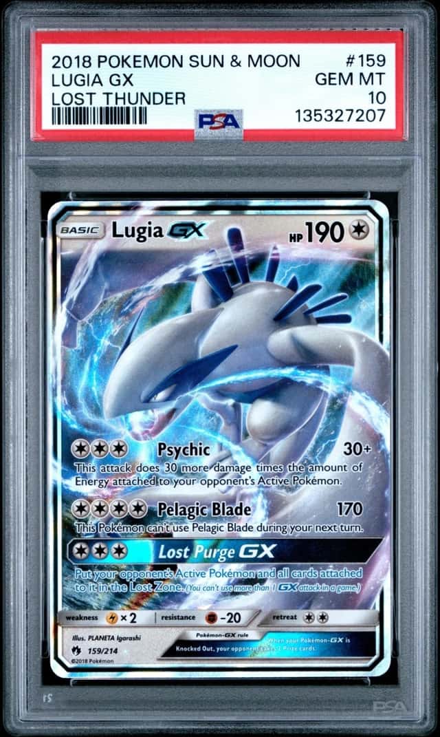 2018 POKEMON SUN & MOON LOST THUNDER #159 LUGIA GX PSA 10