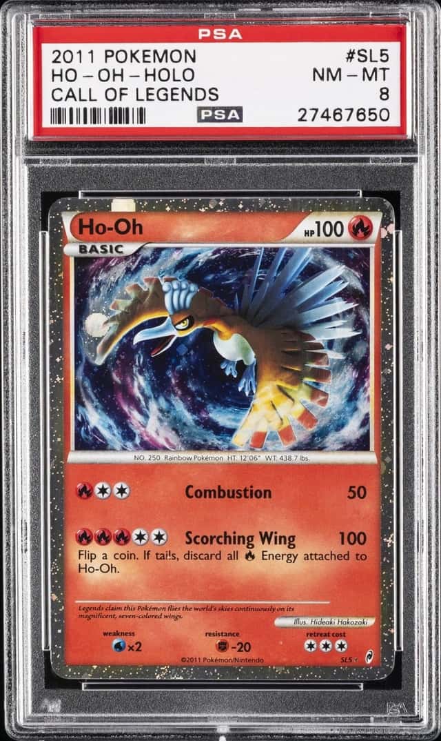 2011 POKEMON CALL OF LEGENDS #SL5 HO-OH-HOLO PSA 8