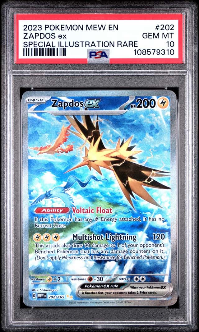 ZAPDOS EX 2023 POKEMON 151 202/165 SPECIAL ILLUSTRATION RARE PSA 10 Q4374