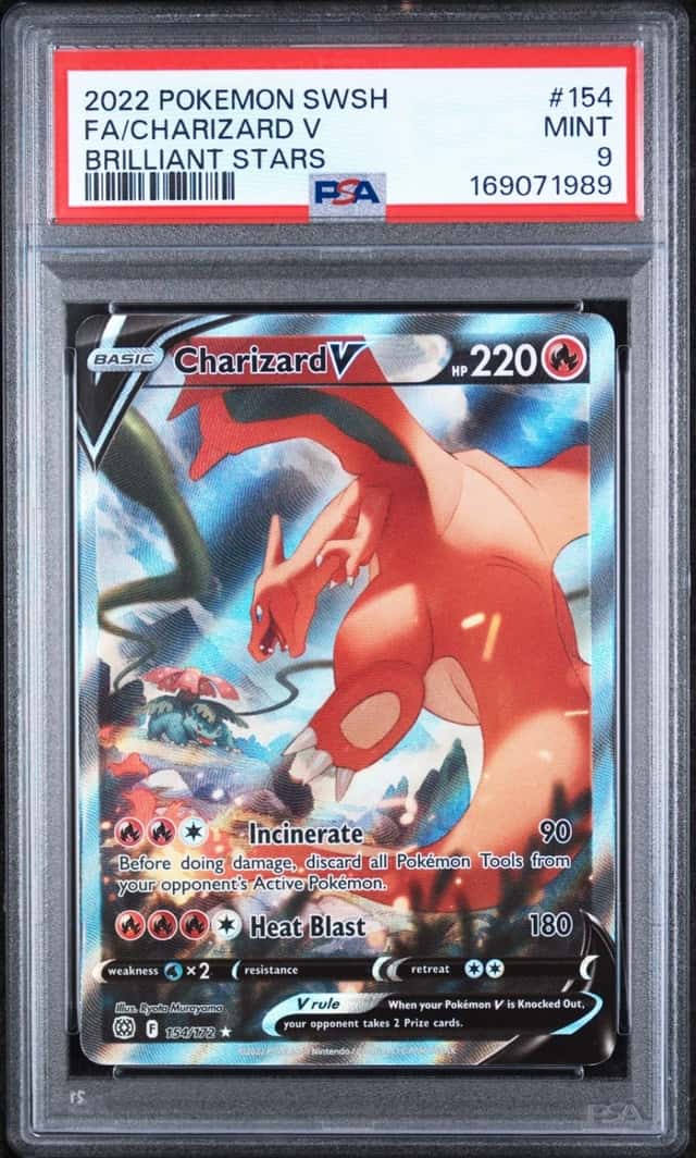 2022 POKEMON SWORD & SHIELD BRILLIANT STARS #154 FULL ART/CHARIZARD V PSA 9