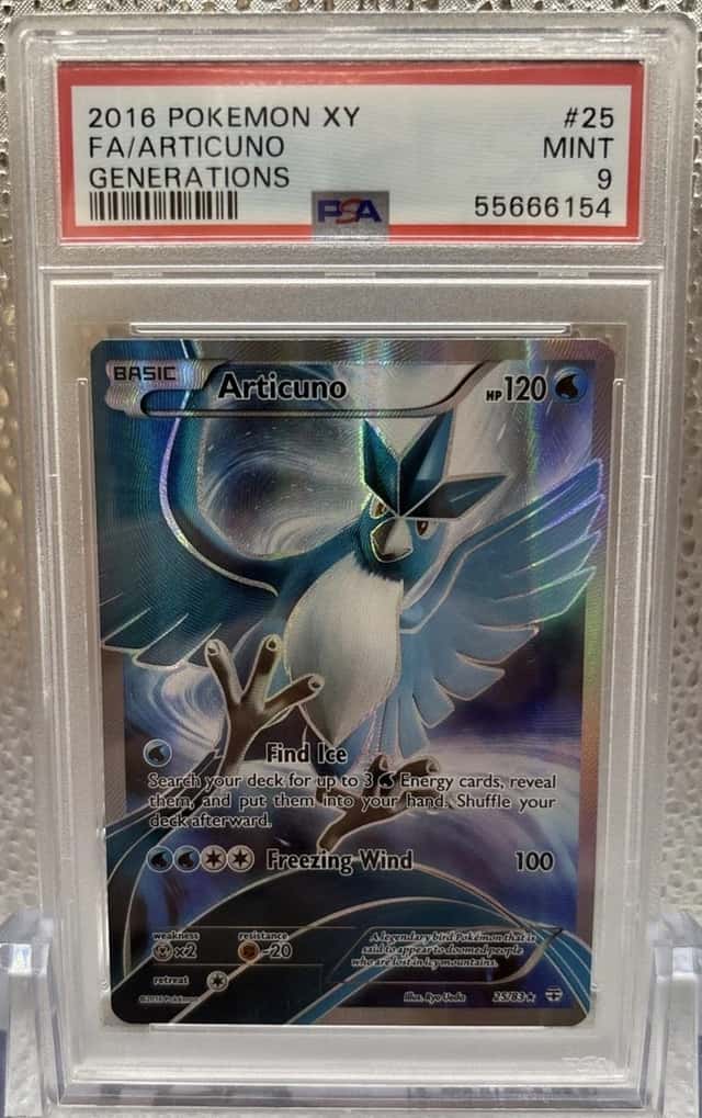 2016 English Pokemon Articuno 25/83 Generations Full Art Holo PSA 9