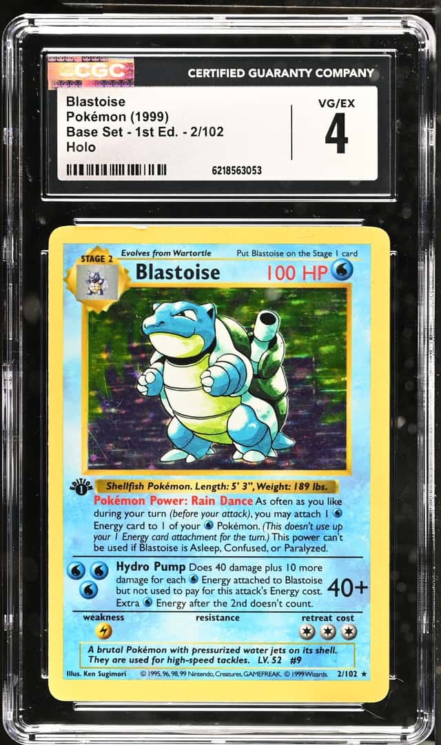 1999 Pokemon 1st Edition Blastoise Holo #2/102 CGC 4