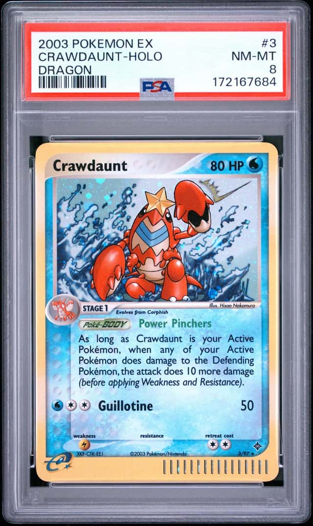 172167684 Crawdaunt 2003 Pokemon EX Dragon #3 Holo PSA 8