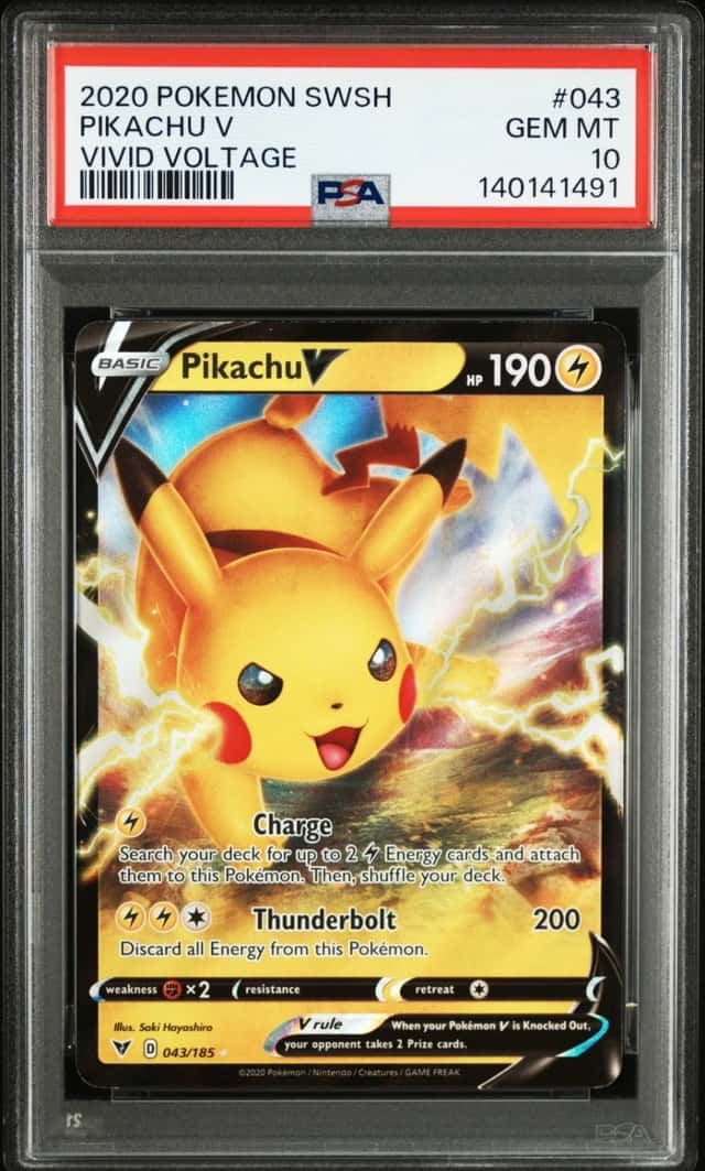 2020 POKEMON SWORD & SHIELD VIVID VOLTAGE #043 PIKACHU V PSA 10