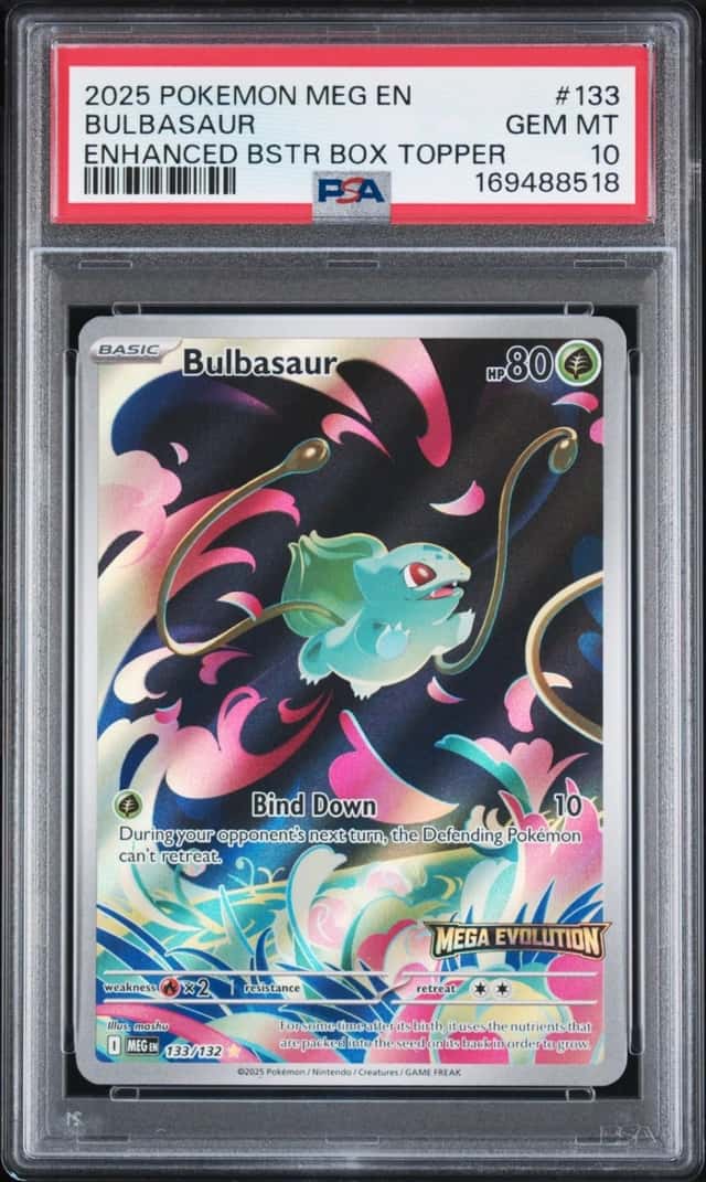 2025 POKEMON MEG EN-MEGA EVOLUTION ENHANCED BOOSTER BOX TOPPER BULBASAUR PSA 10