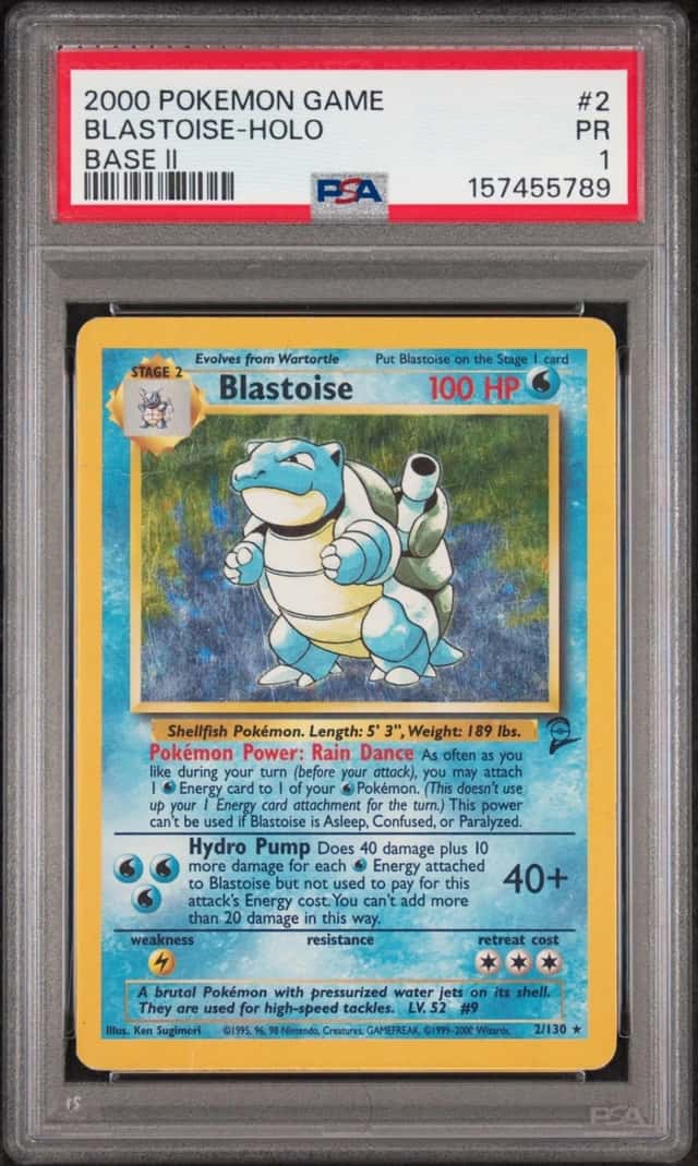 Pokemon Blastoise Holo Base Set II 2 PSA 1
