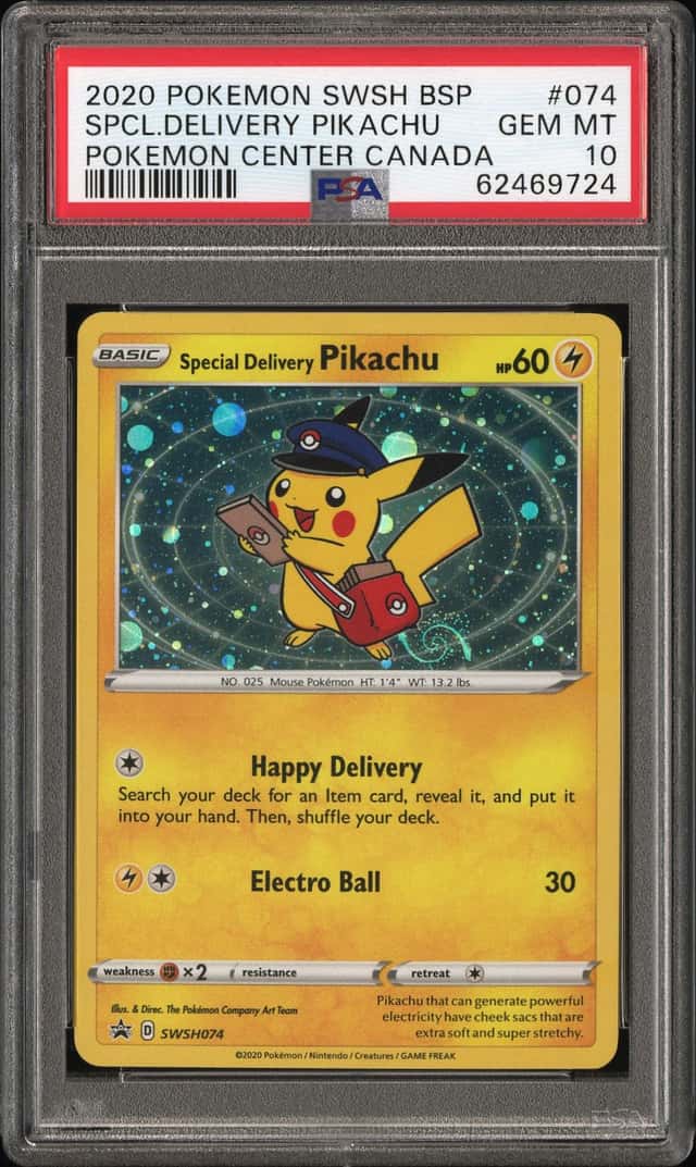 PTCG 宝可梦 PSA 10分 特快专递皮卡丘 SWSH074 PROMO SSP 剑盾 黑色之星 英文