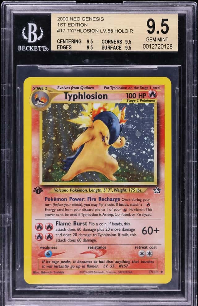2000 Pokemon Neo Genesis 1st Edition Holo Typhlosion #17 BGS 9.5 GEM MINT