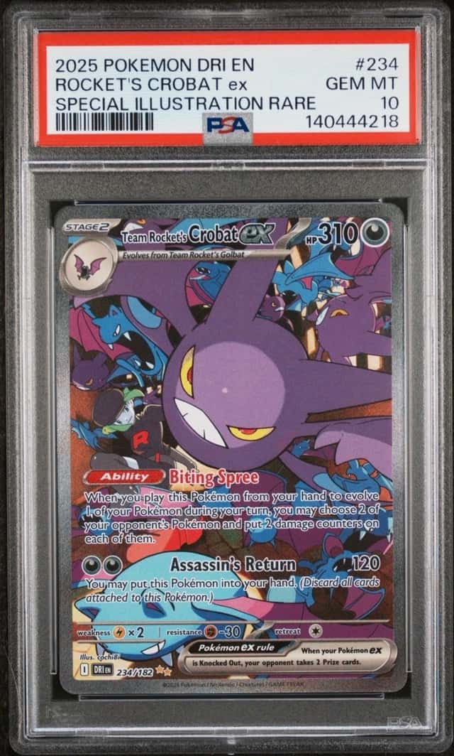Pokémon 2025 SV Destined Rivals Team Rocket’s Crobat EX 234/ 182 SIR PSA 10