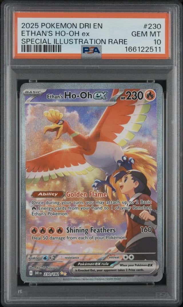 2025 POKEMON DESTINED RIVALS SPECIAL ILLUSTRATION RARE ETHAN'S HO-OH EX PSA 10