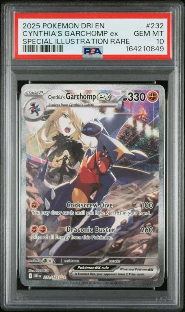 2025 POKEMON DESTINED RIVALS SPECIAL ILLUSTRATION CYNTHIA'S GARCHOMP EX PSA 10
