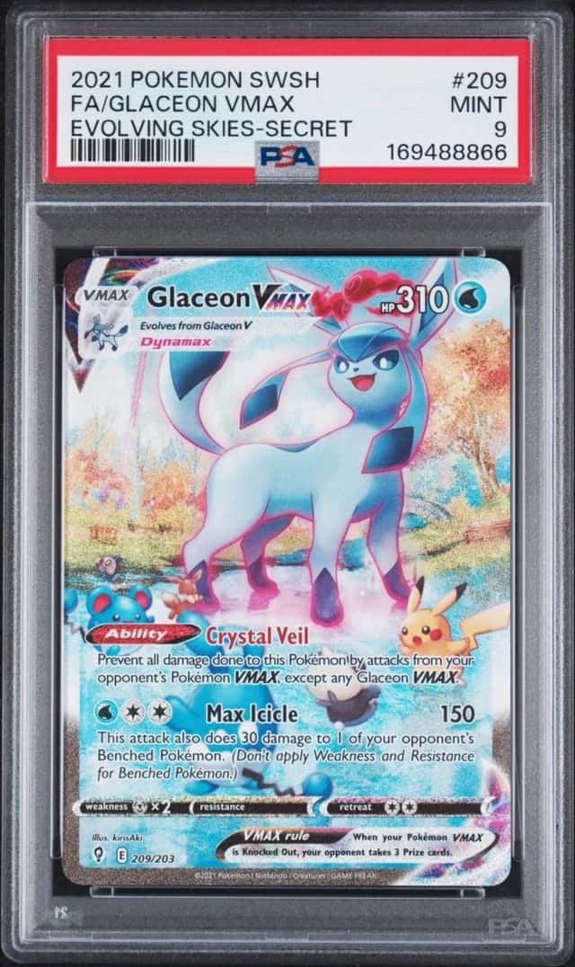 Pokemon Glaceon VMAX Evolving Skies Secret Full Alt Art #209 PSA 9 Mint