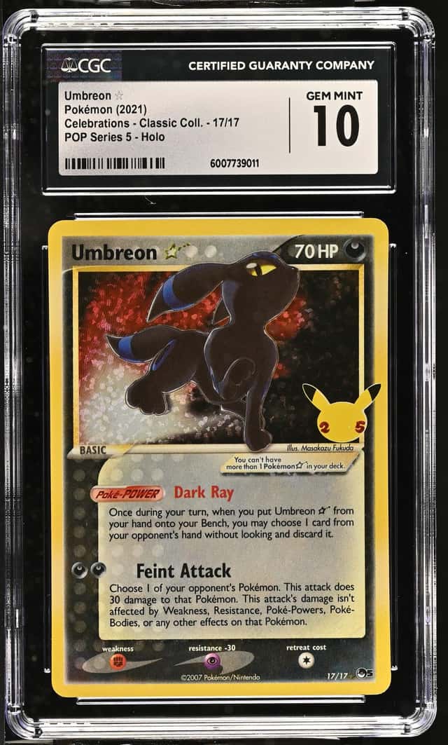 Pokemon Umbreon Gold Star Celebrations Classic Coll. 17 Pop Series 5 Holo CGC 10