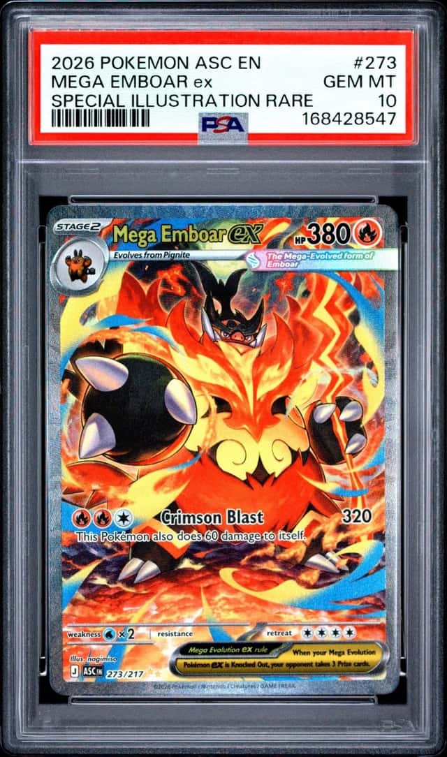Pokemon Mega Emboar EX Ascended Heroes 273 Special Illustration Rare PSA 10