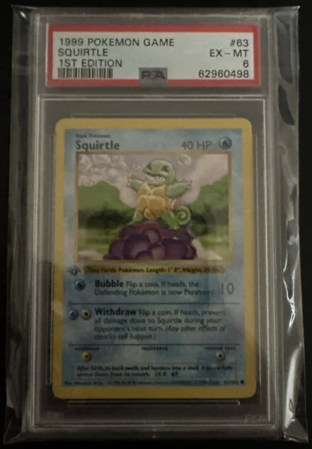 1999 Pokemon Base Set Squirtle #63 PSA 6 1st Edition