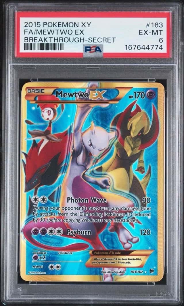 2015 POKEMON XY BREAKTHROUGH SECRET FA/MEWTWO EX 163 PSA 6 EX-MT