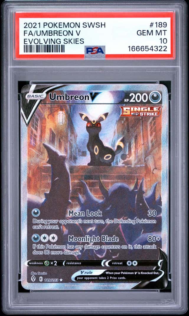 UMBREON V 2021 POKEMON EVOLVING SKIES 189/203 FULL ART PSA 10 Q3963-7