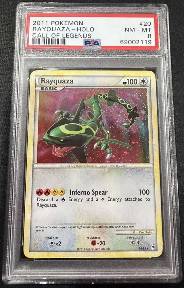 PSA 8 RAYQUAZA #20 HOLO 2011 CALL OF LEGENDS POKEMON ??Swirl???