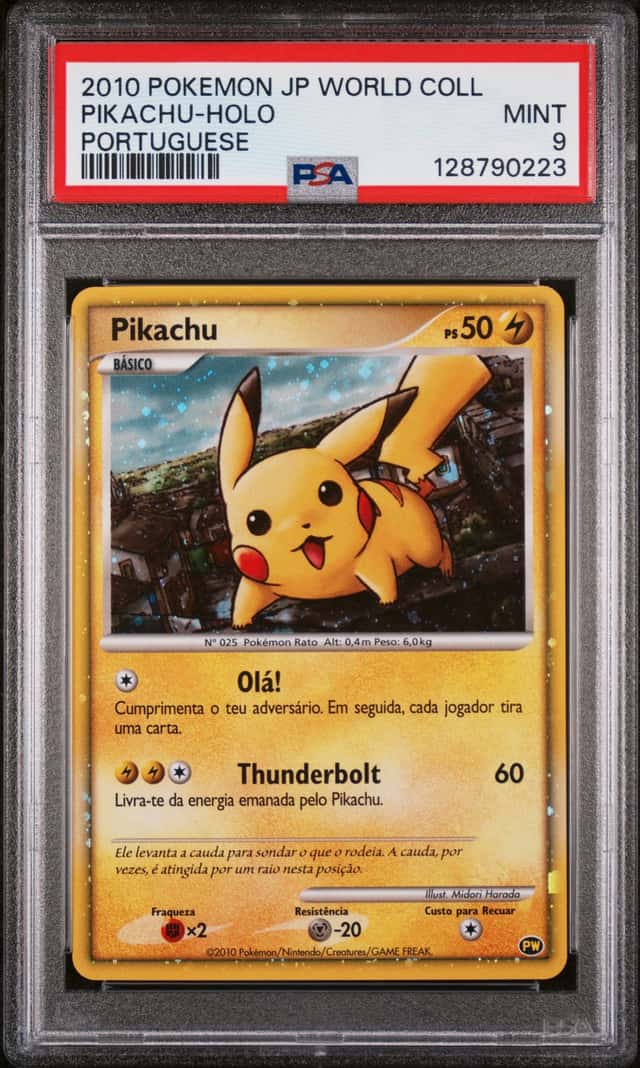 2010 Pokemon Japanese World Collection Pikachu Holo Portuguese PSA 9