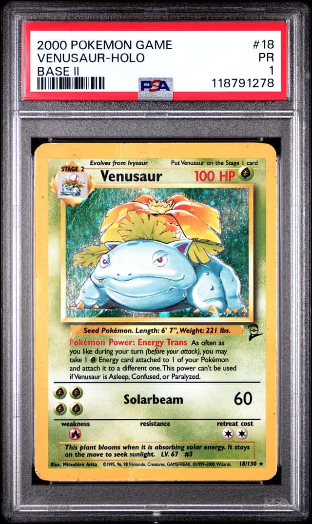 2000 Pokemon TCG Card Base Set 2 Venusaur Holo PSA 1 L9P