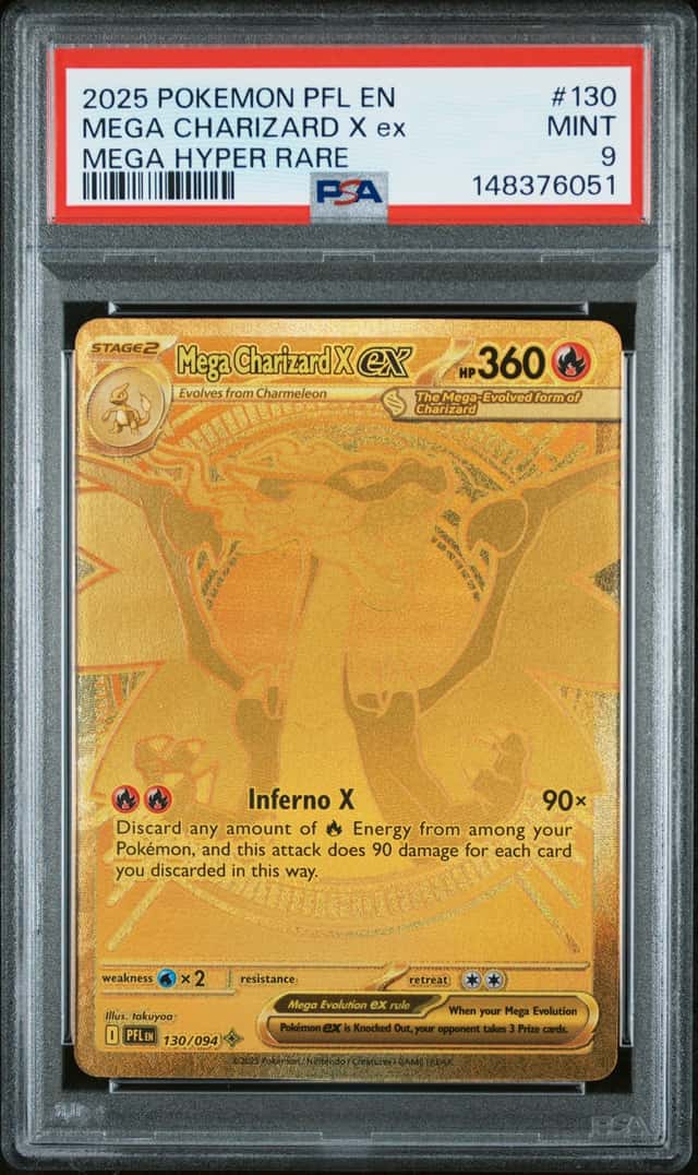 Mega Charizard X ex PSA 9 2025 Pokemon Phantasmal Flames #130/094 Hyper Rare 051