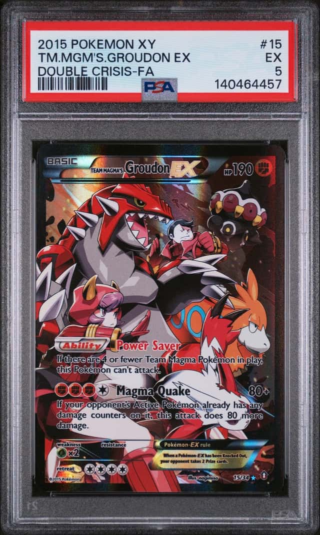 2015 Pokemon XY Double Crisis FA #15 Team Magma's Groudon Ex PSA 5 EX
