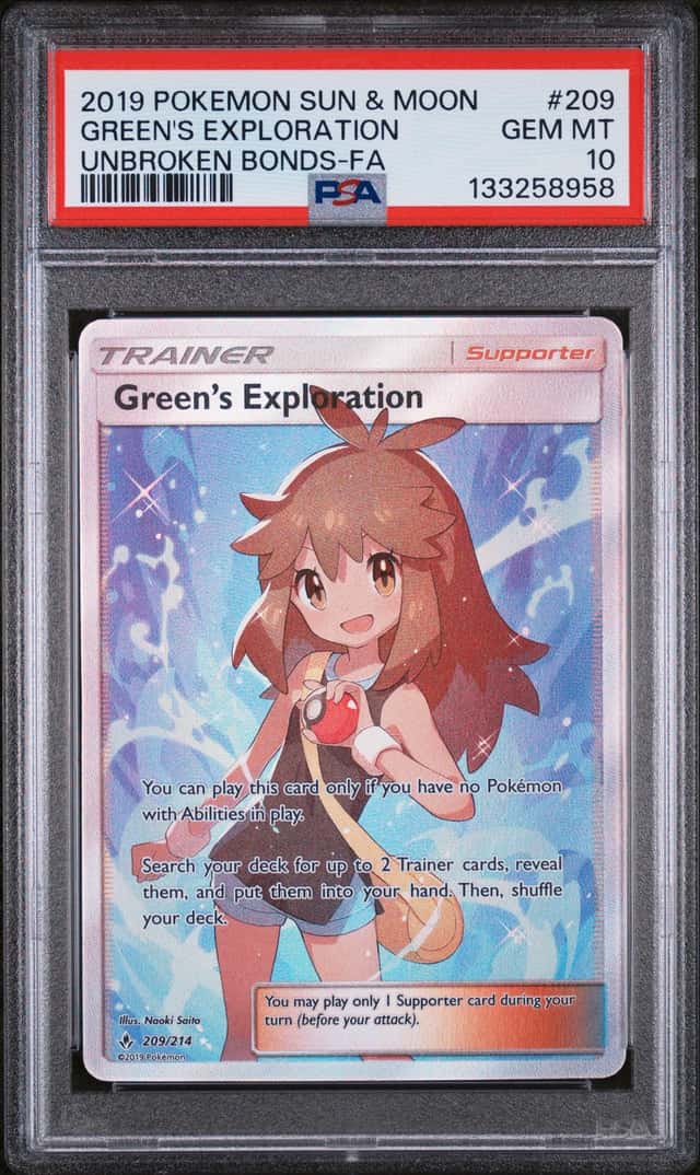 GREENS EXPLORATION 2019 POKEMON UNBROKEN BONDS 209/214 FULL ART PSA 10 Q3963-6
