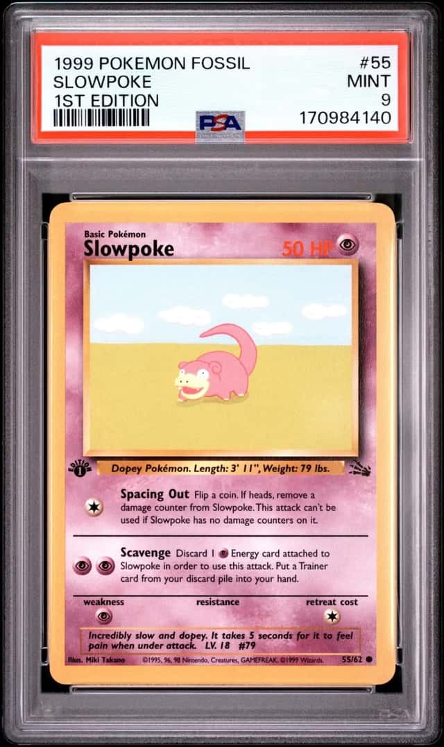 1999 POKEMON FOSSIL 1ST EDITION #55 SLOWPOKE PSA 9