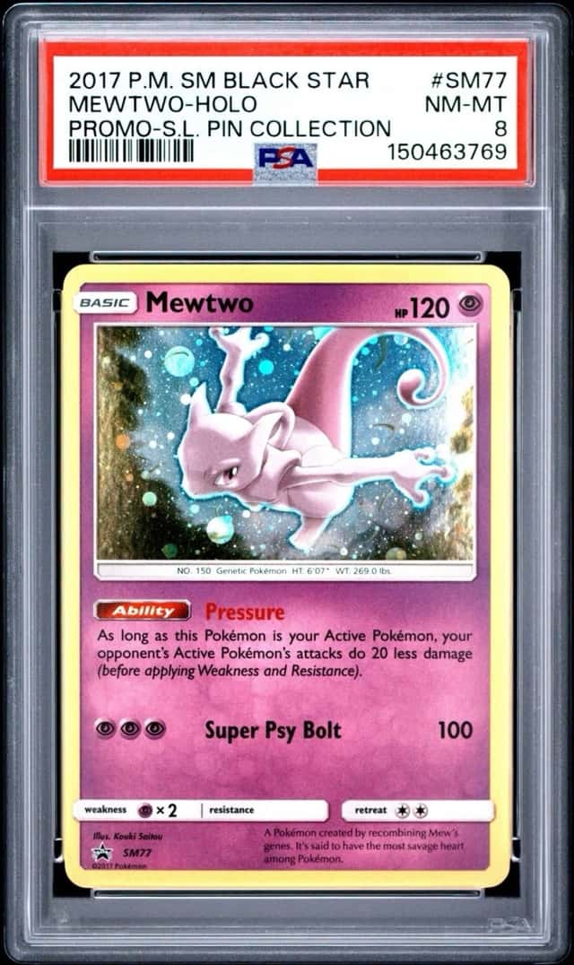 Mewtwo SM77 PSA 8 Holo Shining Legends Pin Coll. Promo Pokemon Card 🔥🔥